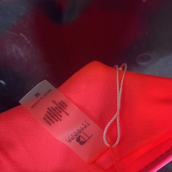 Tinibikini hot pink open back lace up front and side one piece bathing suit med - Picture 5 of 6